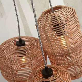 Tanami hanglamp met 3-lamps, naturel de Good&Mojo en Naturel, Noir – photo produit 4 sur 5