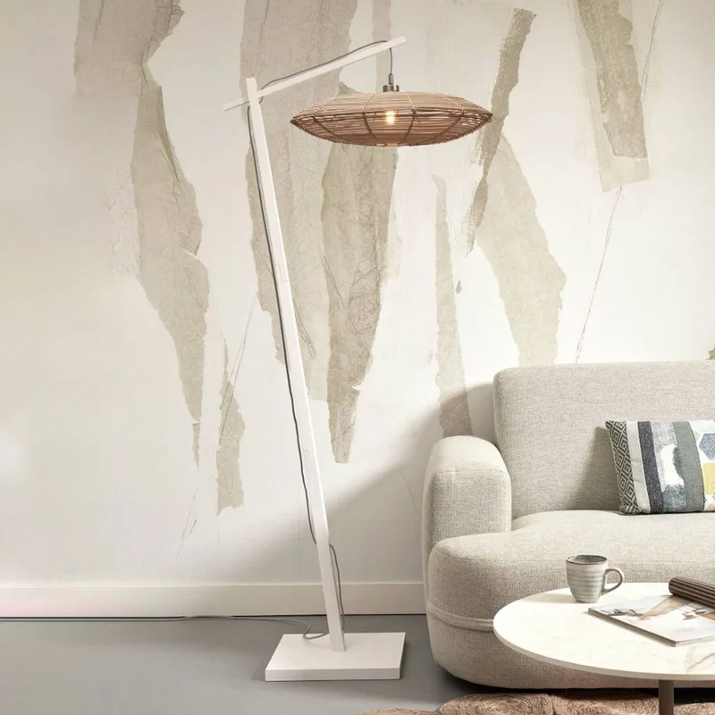 Tanami vloerlamp 55 x 14 cm wit/naturel de Good&Mojo en Naturel, Blanc – photo produit 1 sur 5