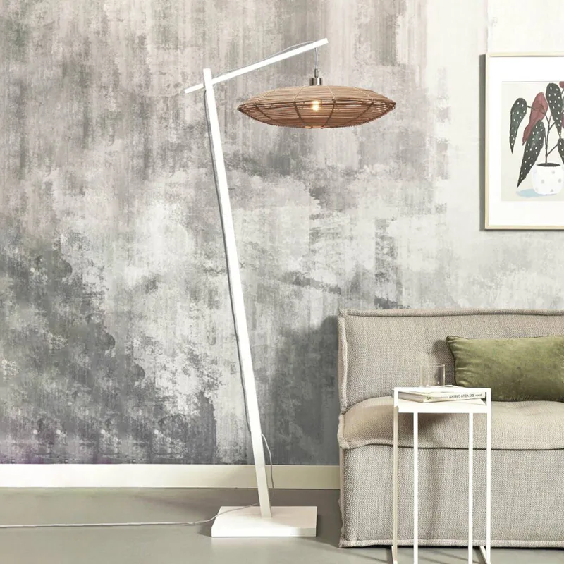 Tanami vloerlamp 55 x 14 cm wit/naturel de Good&Mojo en Naturel, Blanc – photo produit 2 sur 5