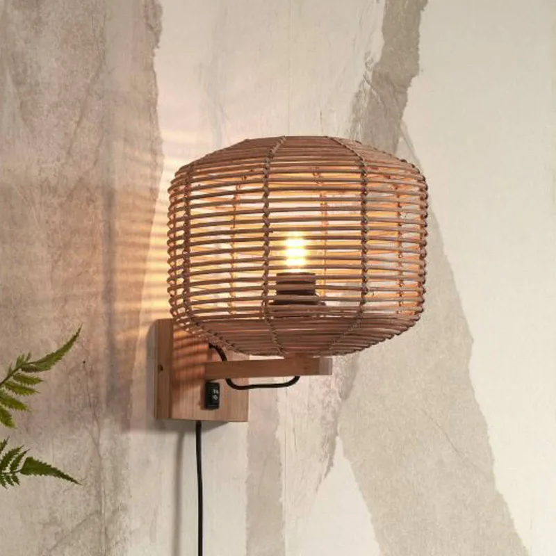 Tanami vägglampa med stickkontakt 25x20 cm natur von Good&Mojo in Natur, Schwarz – Produktfoto 1 von 5