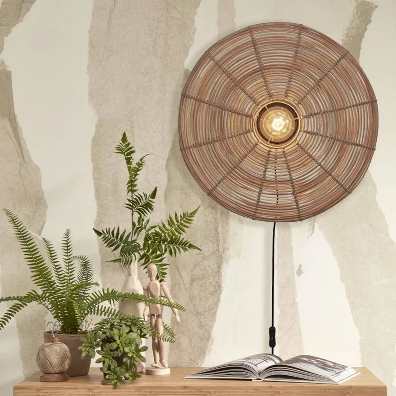 Tanami wandlamp, naturel, Ø 55 cm från Good&Mojo i Natur, Svart – produktbild 1 av 5