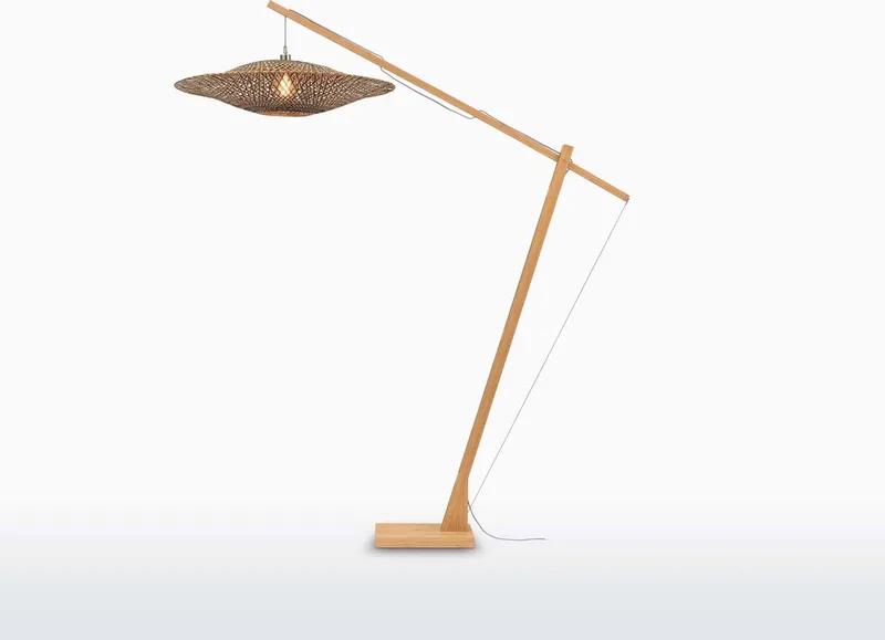 Vloerlamp Bali - Bamboe/Zwart - 19x87x207cm - Scandinavisch,Bohemian - Staande lampen voor Woonkamer - Slaapkamer de Good&Mojo en Marron – photo produit