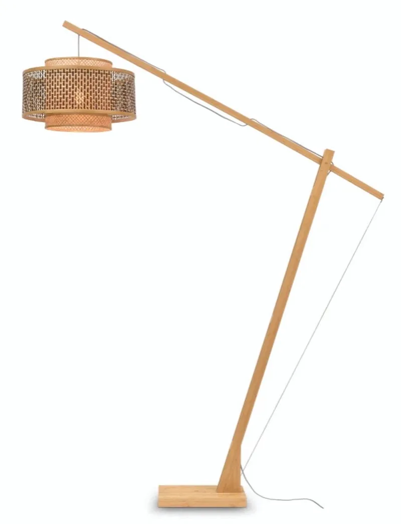 Vloerlamp Bhutan - Bamboe/Zwart - 165x50x207cm - Scandinavisch,Bohemian - Staande lampen voor Woonkamer - Slaapkamer fra Good&Mojo i Brun – produktbillede