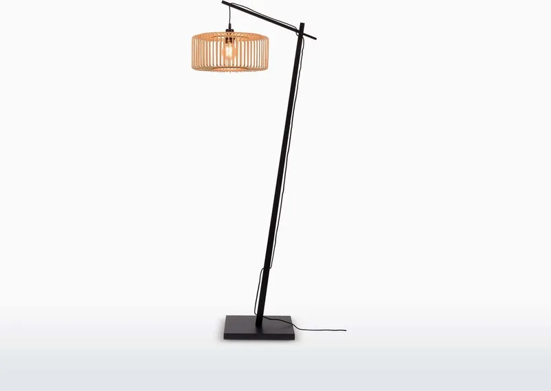 Vloerlamp Bromo - Bamboe Zwart/Naturel - 68x40x176cm - Scandinavisch,Bohemian - Staande lampen voor Woonkamer - Slaapkamer fra Good&Mojo i Sort – produktbillede