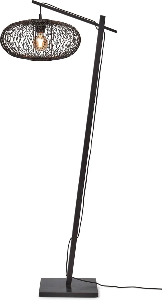 Vloerlamp Cango - Bamboe Zwart/Zwart - 62x40x150cm - Modern - Staande lampen voor Woonkamer - Slaapkamer fra Good&Mojo i Sort – produktbillede