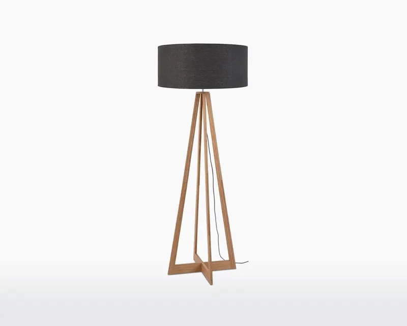 Vloerlamp Everest - Donkergrijs/Bamboe - Ø60cm - Scandinavisch,Bohemian - Staande lampen voor Woonkamer - Slaapkamer fra Good&Mojo i Grå – produktbillede