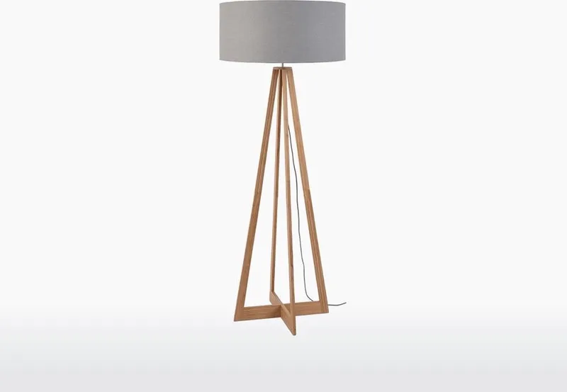 Vloerlamp Everest - Lichtgrijs/Bamboe - Ø60cm - Scandinavisch,Bohemian - Staande lampen voor Woonkamer - Slaapkamer fra Good&Mojo i Grå – produktbillede