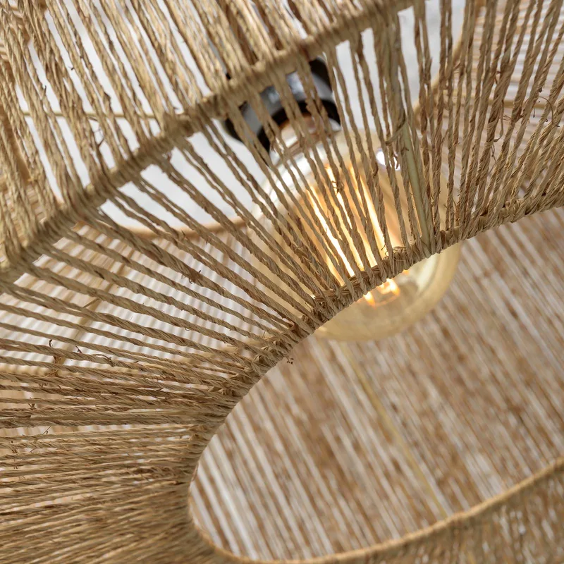 vloerlamp Iguazu, naturel/zwart, Ø 50 cm, cilinder från Good&Mojo i Natur, Svart – produktbild 2 av 5