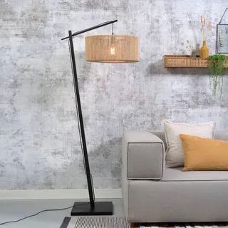 vloerlamp Iguazu, naturel/zwart, Ø 50 cm, cilinder från Good&Mojo i Natur, Svart – produktbild 1 av 5