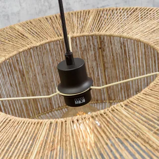 vloerlamp Iguazu, naturel/zwart, Ø 50 cm, cilinder från Good&Mojo i Natur, Svart – produktbild 3 av 5