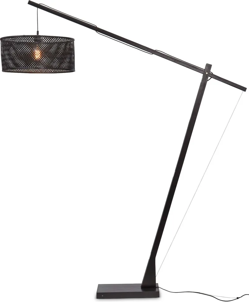 Vloerlamp Java - Bamboe - 175x50x207cm - Modern - Staande lampen voor Woonkamer - Slaapkamer fra Good&Mojo i Sort – produktbillede