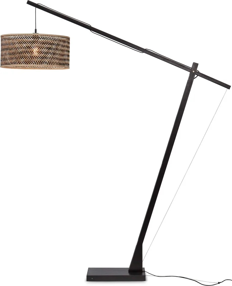 Vloerlamp Java - Bamboe Zwart/Naturel - 175x50x207cm - Modern - Staande lampen voor Woonkamer - Slaapkamer fra Good&Mojo i Brun – produktbillede