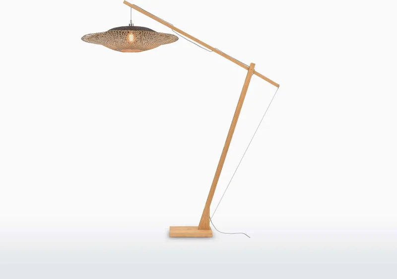 Vloerlamp Kalimantan - Bamboe - 190x87x207cm - Scandinavisch,Bohemian - Staande lampen voor Woonkamer - Slaapkamer de Good&Mojo en Marron – photo produit