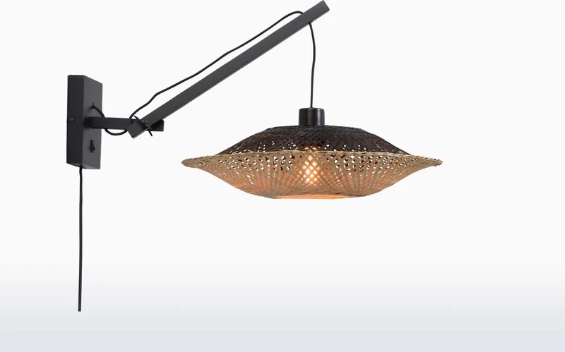 Vloerlamp Kalimantan - Zwart/Naturel - 80x60x176cm - Scandinavisch,Bohemian - Staande lampen voor Woonkamer - Slaapkamer från Good&Mojo i Svart – produktbild