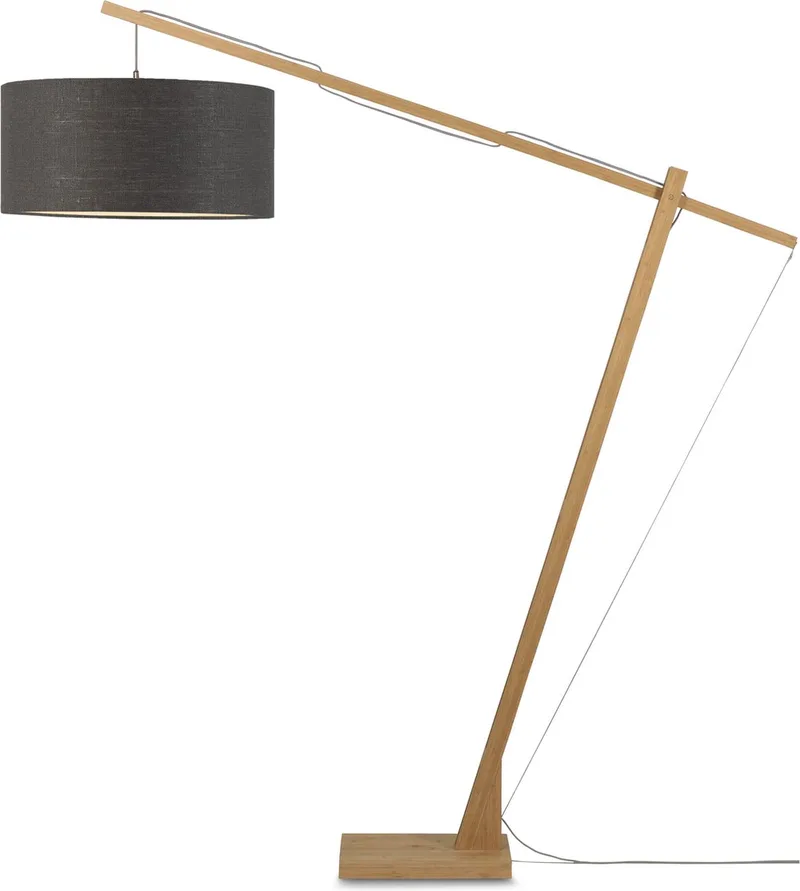 Vloerlamp Montblanc - Bamboe/Donkergrijs - 175x60x207cm - Scandinavisch,Bohemian - Staande lampen voor Woonkamer - Slaapkamer von Good&Mojo in Braun – Produktfoto