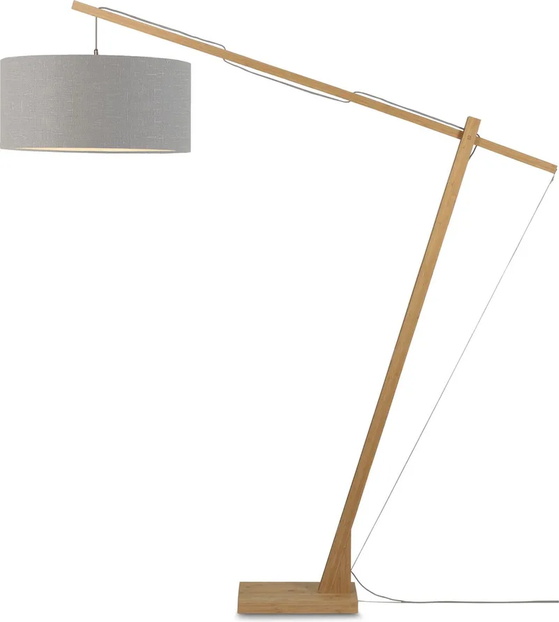 Vloerlamp Montblanc - Bamboe/Lichtgrijs - 175x60x207cm - Scandinavisch,Bohemian - Staande lampen voor Woonkamer - Slaapkamer von Good&Mojo in Braun – Produktfoto