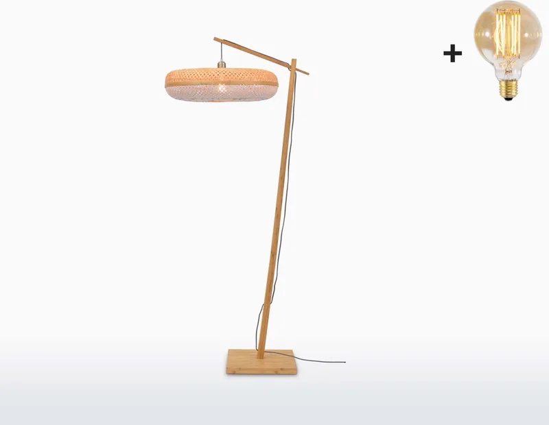 Vloerlamp Palawan - Bamboe - Ø77cm - Scandinavisch,Bohemian - Staande lampen voor Woonkamer - Slaapkamer de Good&Mojo en Marron – photo produit