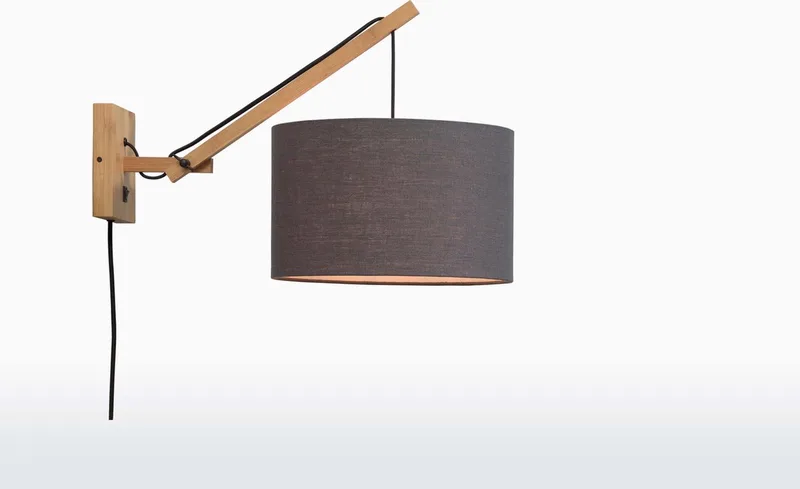 Wandlamp Andes - Bamboe/Donkergrijs - 50x32x45cm - Binnen Scandinavisch,Bohemian de Good&Mojo en Marron – photo produit