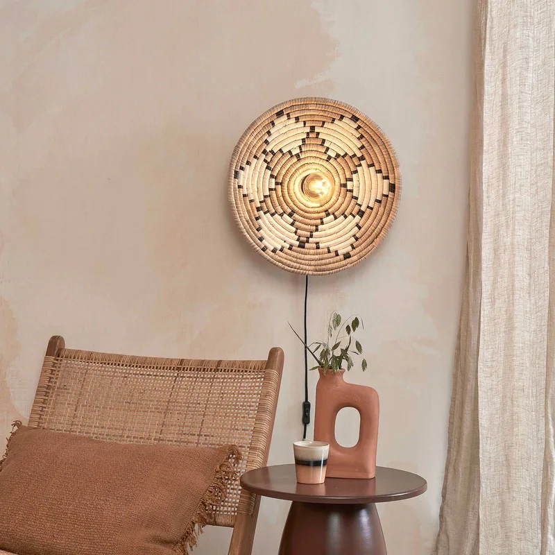 wandlamp Andros, naturel/wit, stekker, Ø 45 cm van Good&Mojo in Natuurkleurig, Wit – productfoto 2 van 5
