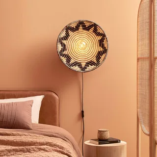 wandlamp Andros, zwart/naturel, stekker, Ø 45 cm från Good&Mojo i Natuurkleurig, Svart – produktbild 3 av 5