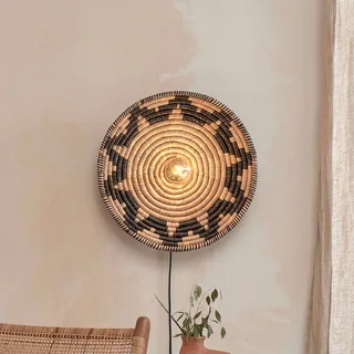 wandlamp Andros, zwart/naturel, stekker, Ø 45 cm från Good&Mojo i Natuurkleurig, Svart – produktbild 1 av 5