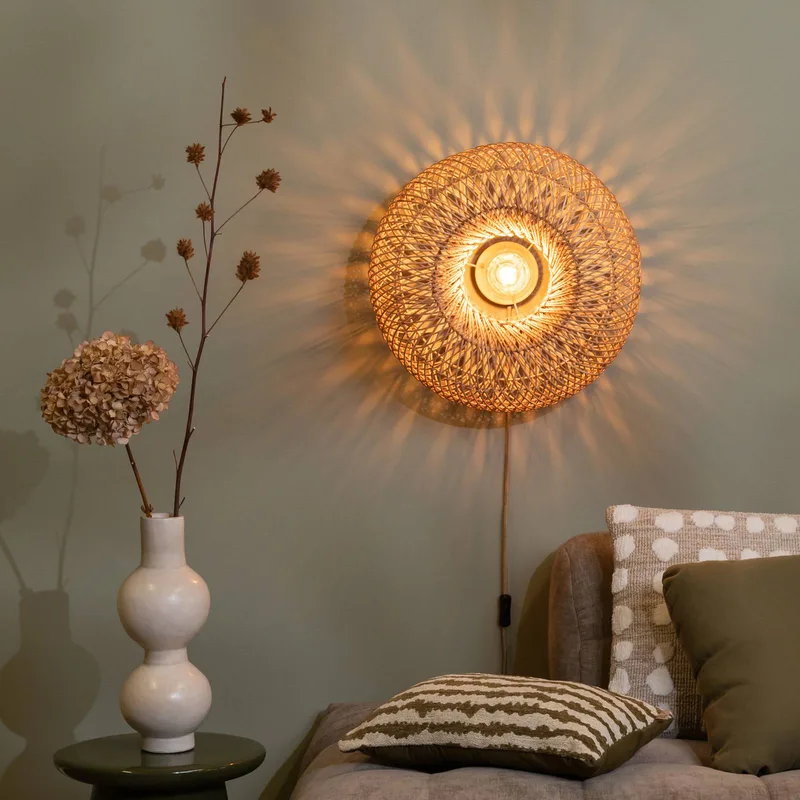 Applique avec prise Arizona - Beige - Rotin de Good&Mojo en Natuurlijk bamboe – photo produit 3 sur 5