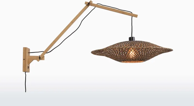 Wandlamp Bali - Bamboe/Zwart - 105x60x55cm - Binnen Scandinavisch,Bohemian de Good&Mojo en Marron – photo produit