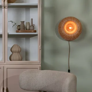wandlamp Barbados, naturel Ø 35 cm Bamboe stekker fra Good&Mojo i Natuurlijk bamboe – produktbillede 2 af 5