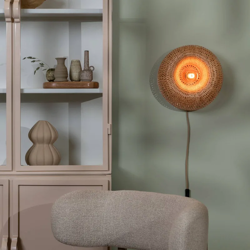 wandlamp Barbados, naturel Ø 35 cm Bamboe stekker fra Good&Mojo i Natuurlijk bamboe – produktbillede 2 af 5
