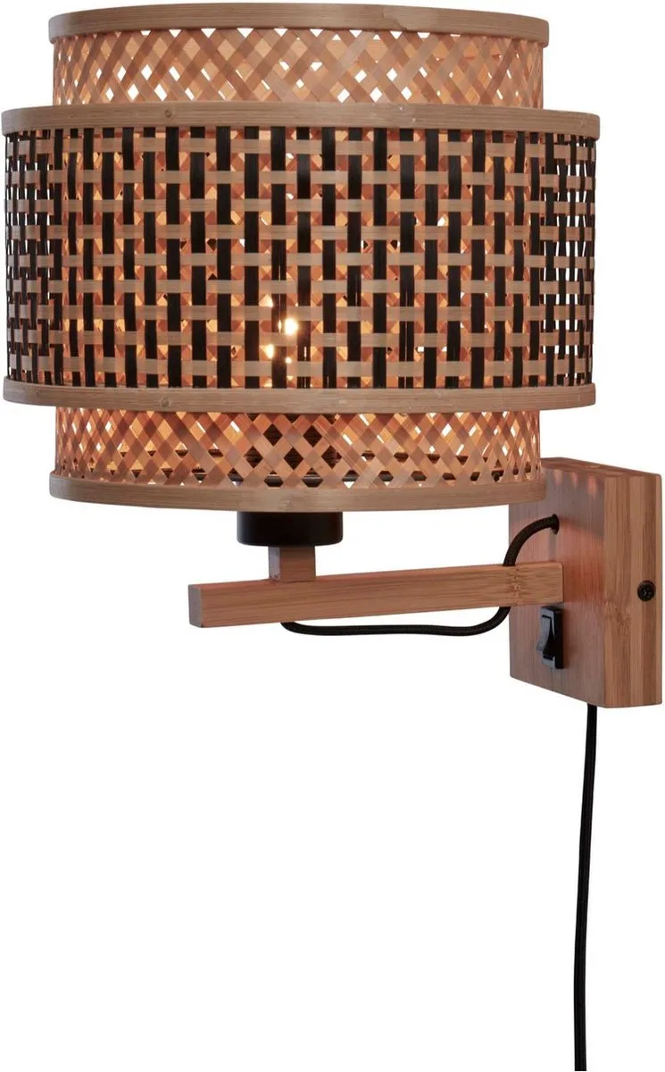 Applique bambou abat-jour bambou naturel/noir, h. 25cm de Good&Mojo en Marron – photo produit