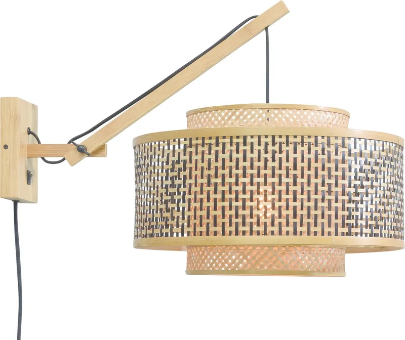 Wandlamp Bhutan - Bamboe/Zwart - 57x50x50cm - Binnen Scandinavisch,Bohemian från Good&Mojo i Brun – produktbild
