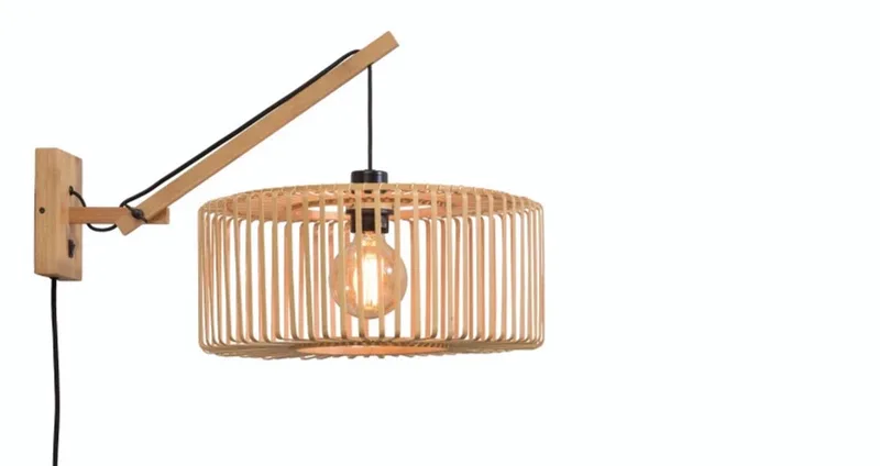 Wandlamp Bromo - Bamboe - 55x40x45cm - Binnen Scandinavisch,Bohemian de Good&Mojo en Marron – photo produit