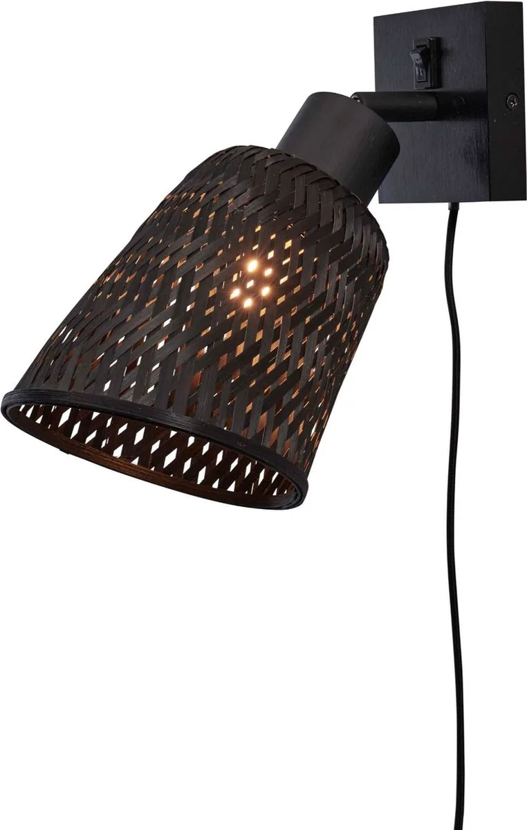 Wandlamp Java - Bamboe - Ø15cm - Binnen Modern van Good&Mojo in Zwart – productfoto
