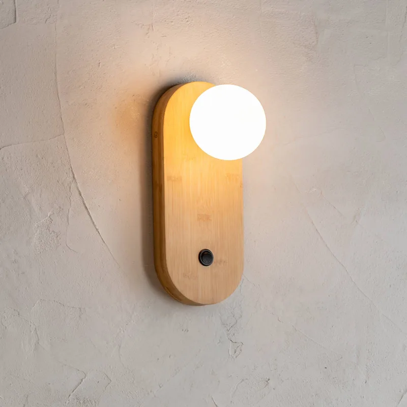 wandlamp Java, naturel, glas/bamboe, stekker van Good&Mojo in Naturel – productfoto 3 van 5