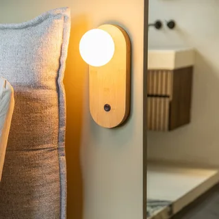wandlamp Java, naturel, glas/bamboe, stekker van Good&Mojo in Naturel – productfoto 2 van 5