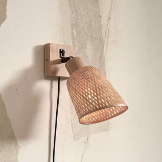wandlamp Java, naturel, stekker, bamboe fra Good&Mojo i Natur, Sort – produktbillede 1 af 5