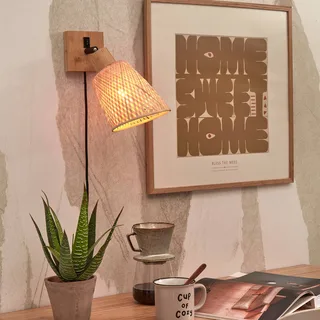 wandlamp Java, naturel, stekker, bamboe fra Good&Mojo i Natur, Sort – produktbillede 2 af 5