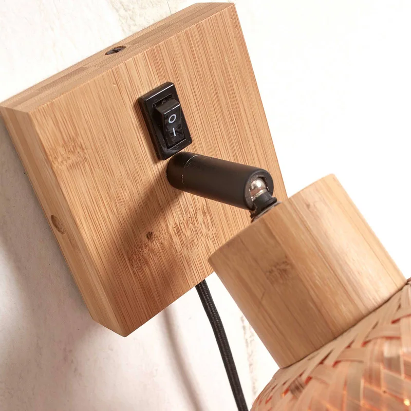 wandlamp Java, naturel, stekker, bamboe fra Good&Mojo i Natur, Sort – produktbillede 5 af 5