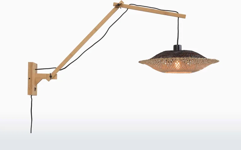 Wandlamp Kalimantan - Bamboe/Zwart - 105x60x55cm - Binnen Scandinavisch,Bohemian från Good&Mojo i Brun – produktbild