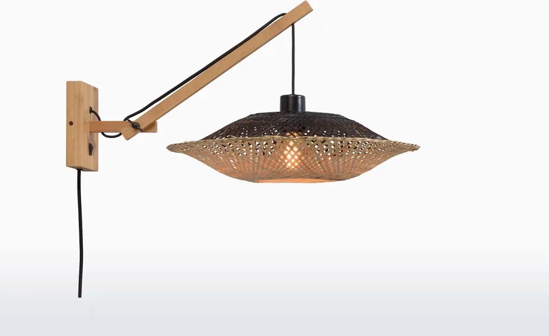 Wandlamp Kalimantan - Bamboe/Zwart - 55x44x45cm - Binnen Scandinavisch,Bohemian fra Good&Mojo i Brun – produktbillede