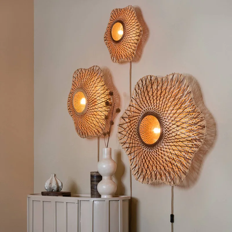 wandlamp Madura, Ø 44 cm, naturel/bruin, stekker fra Good&Mojo i Licht hout, Brun – produktbillede 5 af 5