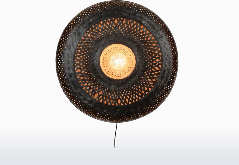 Wandlamp Palawan - Bamboe - Ø60cm - Binnen Scandinavisch,Bohemian fra Good&Mojo i Sort – produktbillede