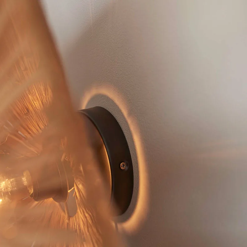 wandlamp Panama, bruin, Ø 45 cm, stekker von Good&Mojo in Braun, Schwarz – Produktfoto 4 von 5