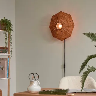 wandlamp Panama, bruin, Ø 45 cm, stekker von Good&Mojo in Braun, Schwarz – Produktfoto 3 von 5