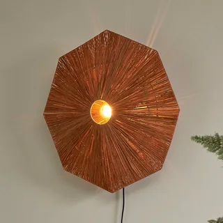 wandlamp Panama, bruin, Ø 65 cm, stekker från Good&Mojo i Brun, Svart – produktbild 1 av 5