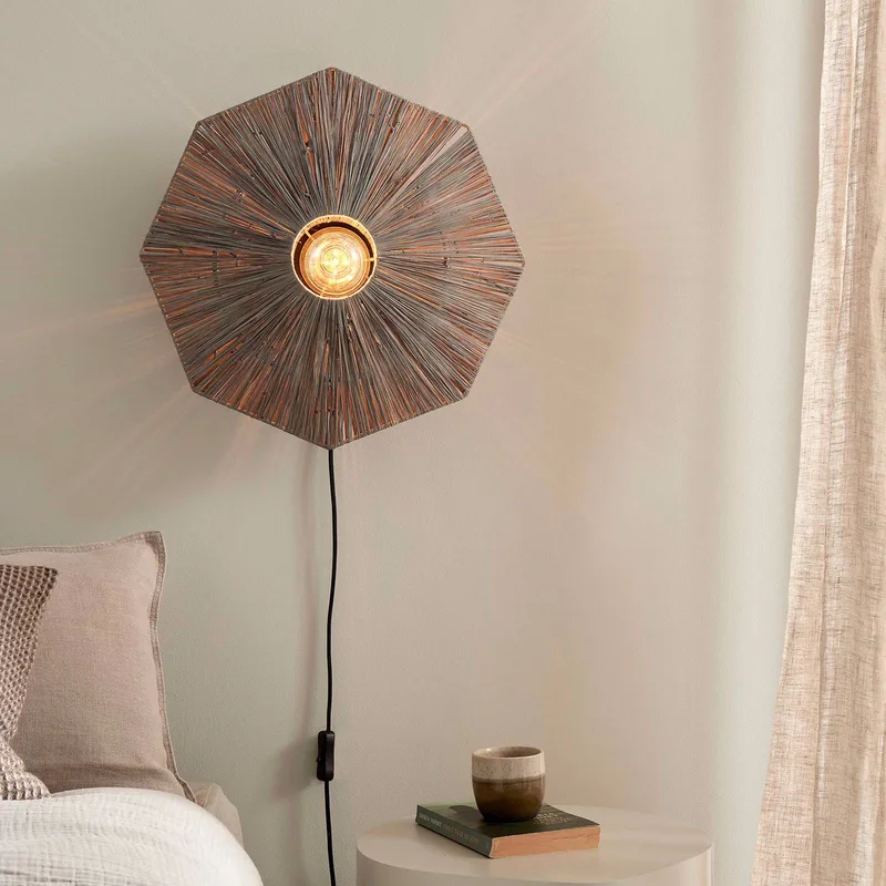 wandlamp Panama, donkergrijs, Ø 45 cm, stekker fra Good&Mojo i Mørkegrå, Sort – produktbillede 3 af 5