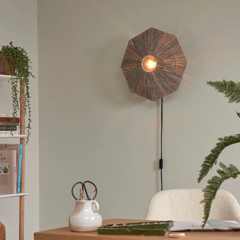 wandlamp Panama, donkergrijs, Ø 45 cm, stekker fra Good&Mojo i Mørkegrå, Sort – produktbillede 2 af 5