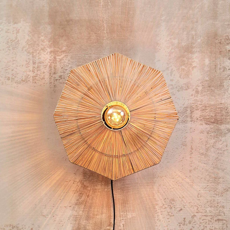 wandlamp Panama, naturel, Ø 45 cm, stekker från Good&Mojo i Natur, Svart – produktbild 1 av 5
