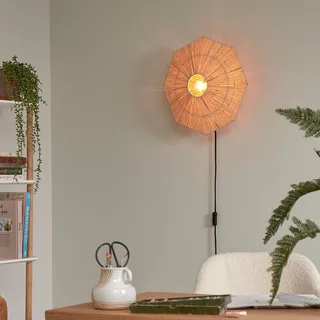 wandlamp Panama, naturel, Ø 45 cm, stekker från Good&Mojo i Natur, Svart – produktbild 3 av 5