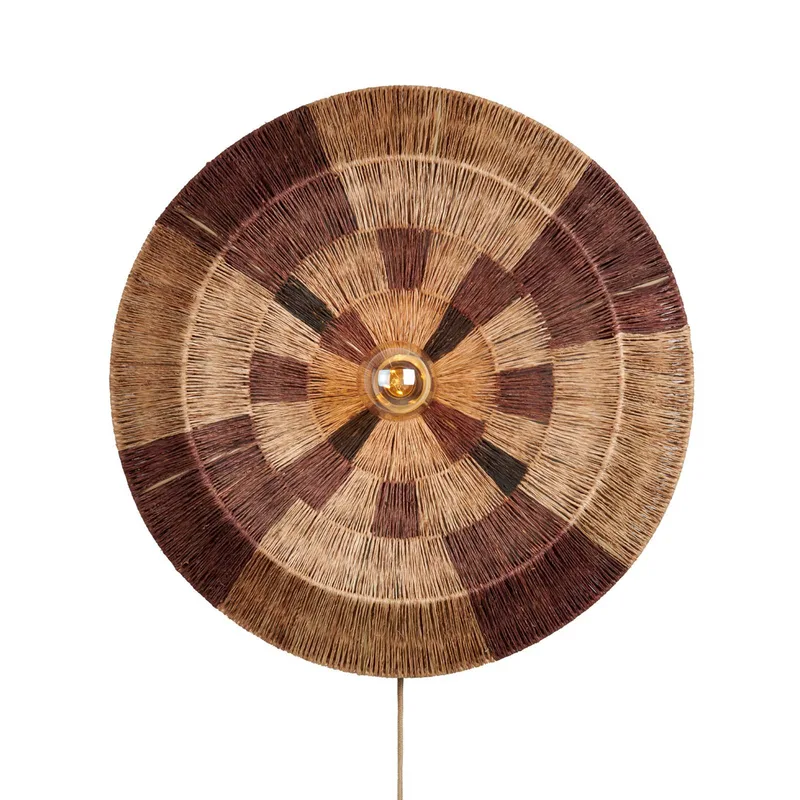 wandlamp Serengeti, Ø 60 cm, bruin, jute, stekker från Good&Mojo i Brun, Natur – produktbild 5 av 5